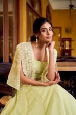 Pastel Pista Green Embroidered Lehenga Choli with Koti for Women2