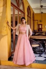Peach Pink Designer Lehenga Choli with Koti Wedding Collection 20261