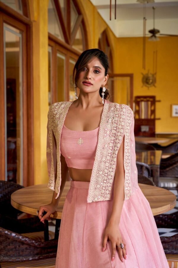 Peach Pink Designer Lehenga Choli with Koti Wedding Collection 20262