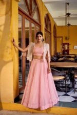 Peach Pink Designer Lehenga Choli with Koti Wedding Collection 20264