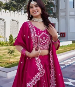 Havy Embroidery Pure Vichitra Silk Lehenga Choli