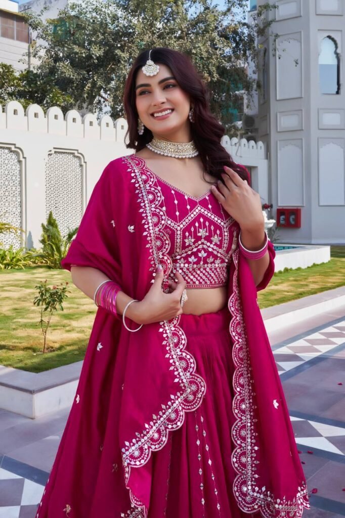 Havy Embroidery Pure Vichitra Silk Lehenga Choli