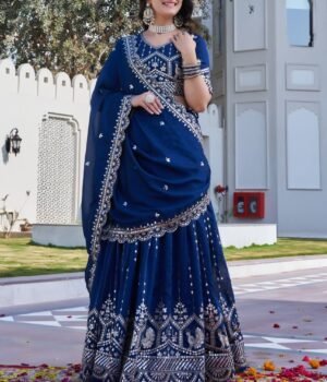 RaniPink BlueVichitra Lehenga Choli