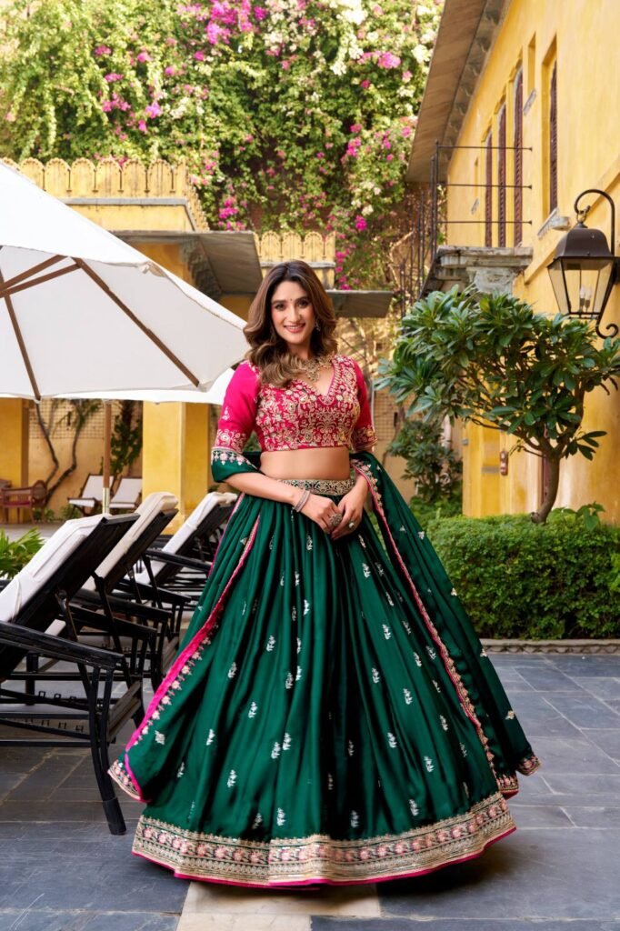 Silk Satin Shahi Wedding Lehenga Choli 3