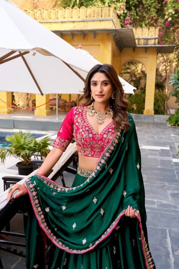 Silk Satin Shahi Wedding Lehenga Choli 4