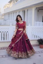 Wine Fendi Silk Lehenga Choli1