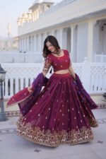 Wine Fendi Silk Lehenga Choli3