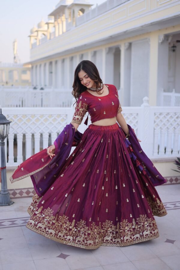 Wine Fendi Silk Lehenga Choli3