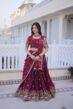 Wine Fendi Silk Lehenga Choli4