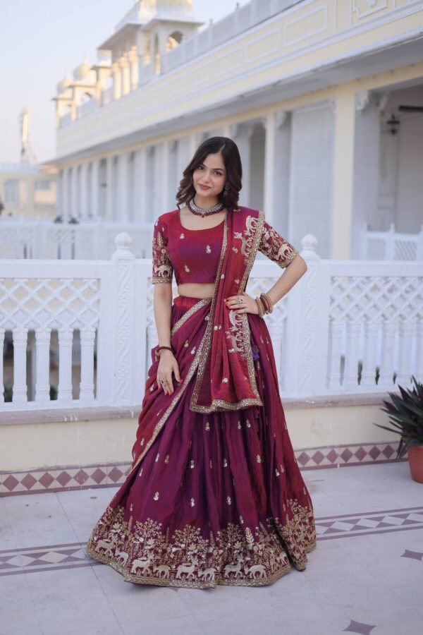 Wine Fendi Silk Lehenga Choli6