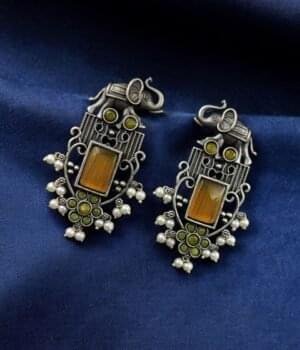 India’s Trusted Online Fashion Store for Ethnic & Western Wear 103 Antique Silver Plated Elephant Design Earrings