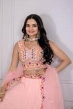 Embroidered Georgette Lehenga Set