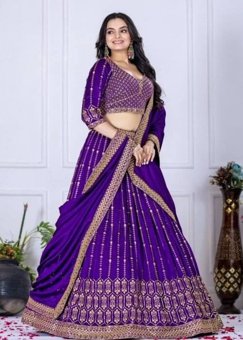 India’s Trusted Online Fashion Store for Ethnic & Western Wear 139 Heavy Vichitra Silk Embroidered Lehenga Set
