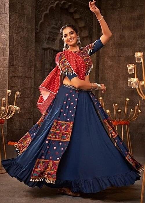 India’s Trusted Online Fashion Store for Ethnic & Western Wear 133 Blue Embroidered Navratri Chaniya Choli